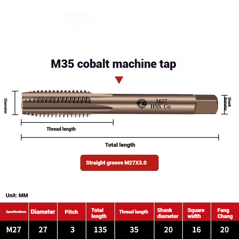 1104-M35 Cobalt straight flute tap machine tapping stainless steel special high-speed steel tapping coarse teeth spiral apex Shandong Denso Pricision Tools Co.,Ltd.